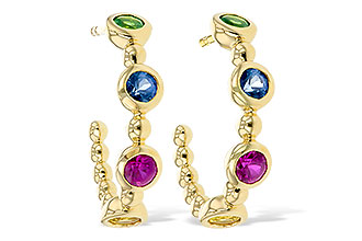 A302-73281: EARR .68 TW MULTI-COLOR SAPPH & GREEN GARNET