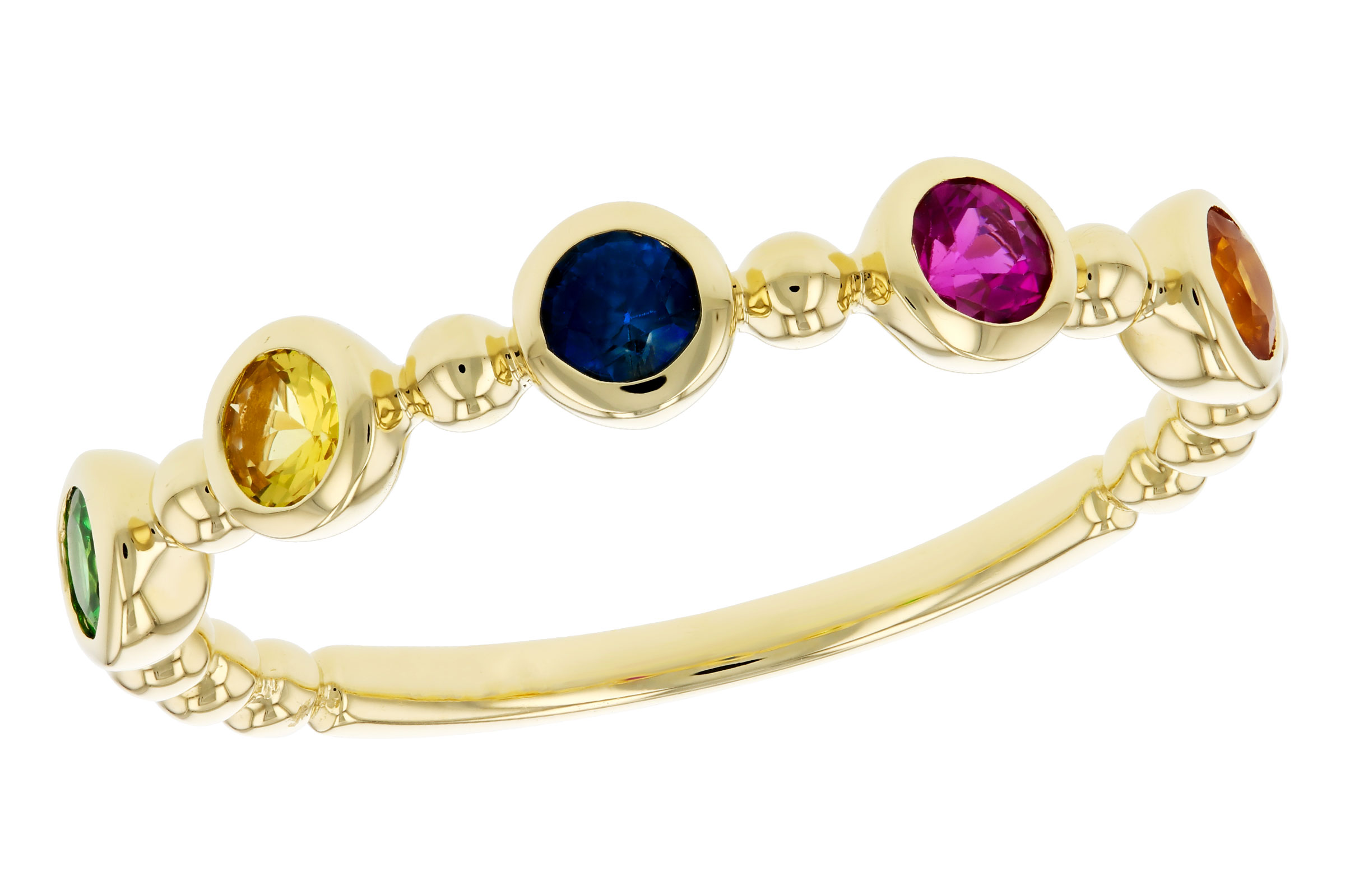 B302-73281: LDS WED RG .52 TW MULTI-COLOR SAPPH & GREEN GARNET