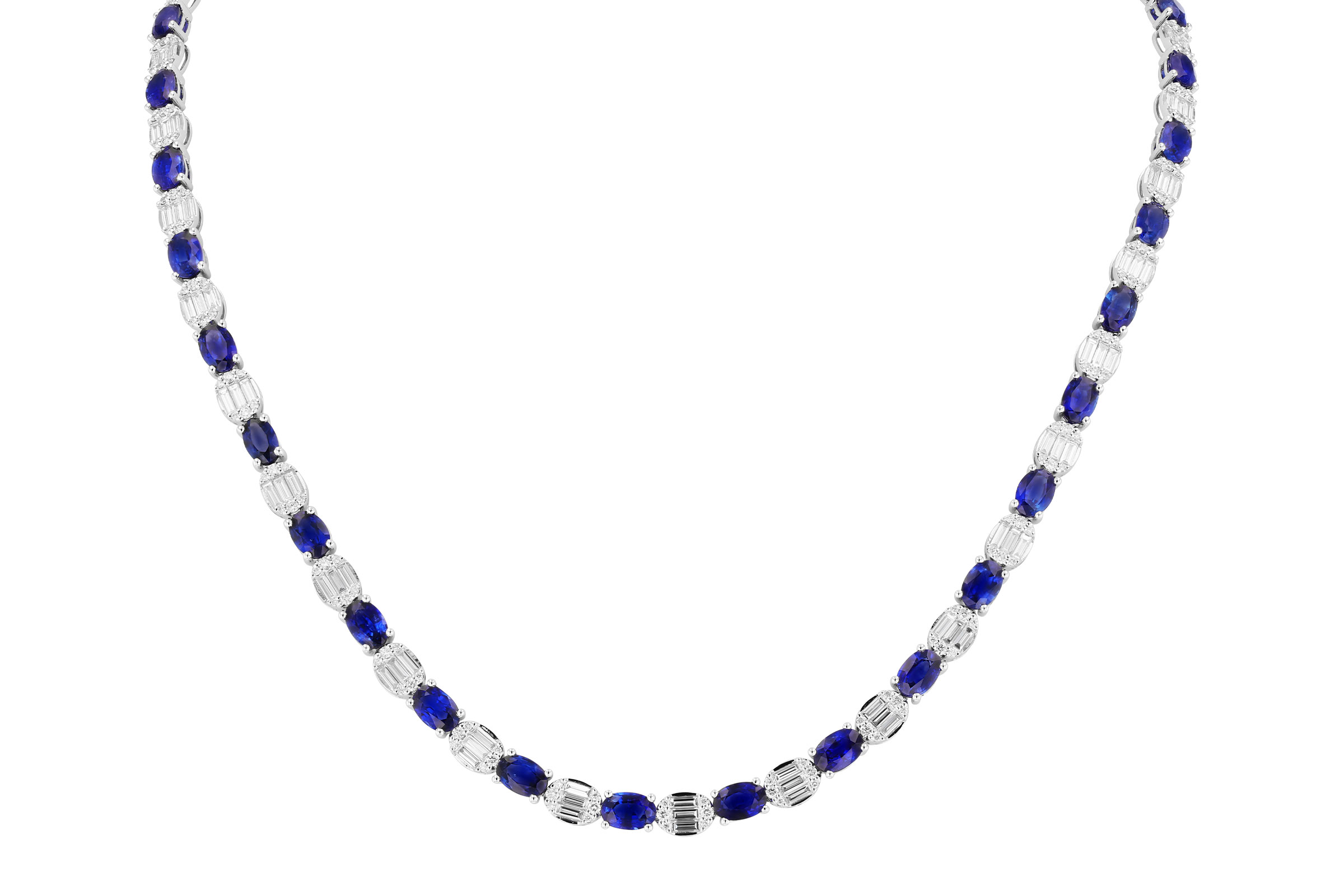 B302-75099: NECKLACE 17.68 TW SAPPHIRE 21.82 TGW (17")