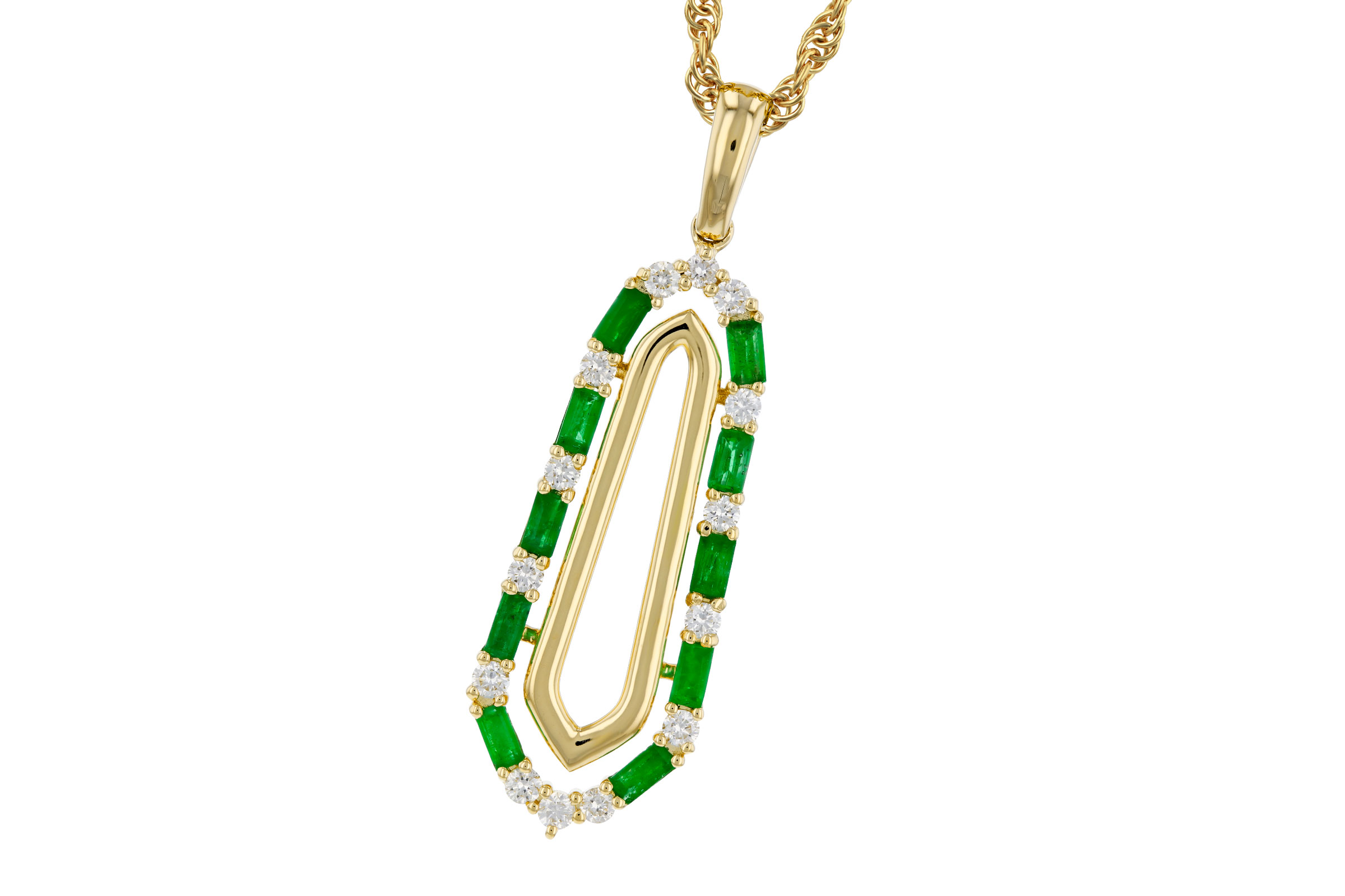 D302-76045: NECKLACE .44 TW EMERALD .64 TGW