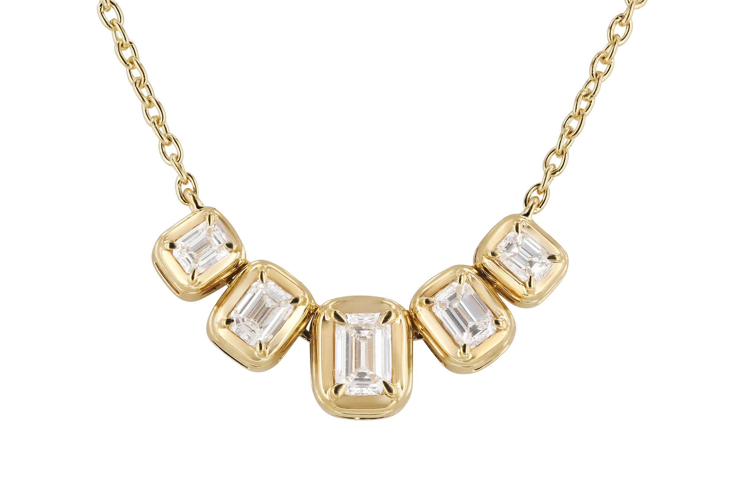 E302-76017: NECKLACE .87 TW EMERALD CUT DIA (18")