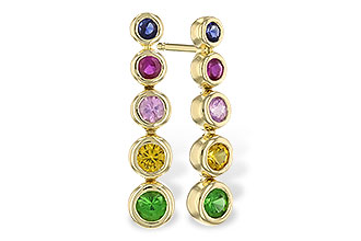 H300-99726: EARR .60 TW MULTI-COLOR SAPPH & GREEN GARNET