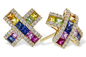 M301-85126: EARRINGS 1.00 MULTI-COLOR SAPPH 1.38 TGW